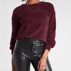Express Fuzzy Faux Fur Bateau Sweater